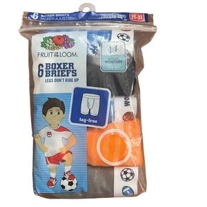 Fruit of the Loom Toddler Boy Boxer Briefs 6 Pack Sz. 2T-3T 100% Cotton Tag Free